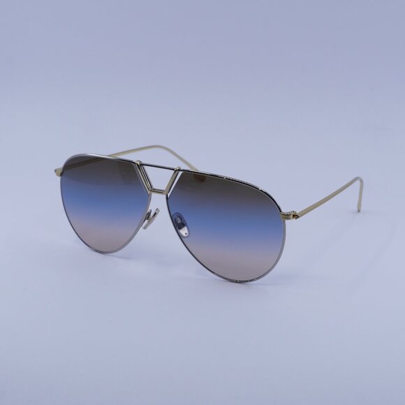 Victoria Beckham VB208S 041 Sunglasses Silver Aviator Frame, Blue Lenses - Picture 1 of 8